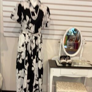 Black and White Floral Midi Dress